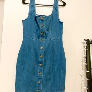 Denim body on button up dress!